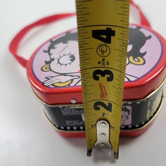 Vintage 90s Betty Boop Metal Tin Purse with Red Strap lunch box Crossbody - Picture 11 of 13